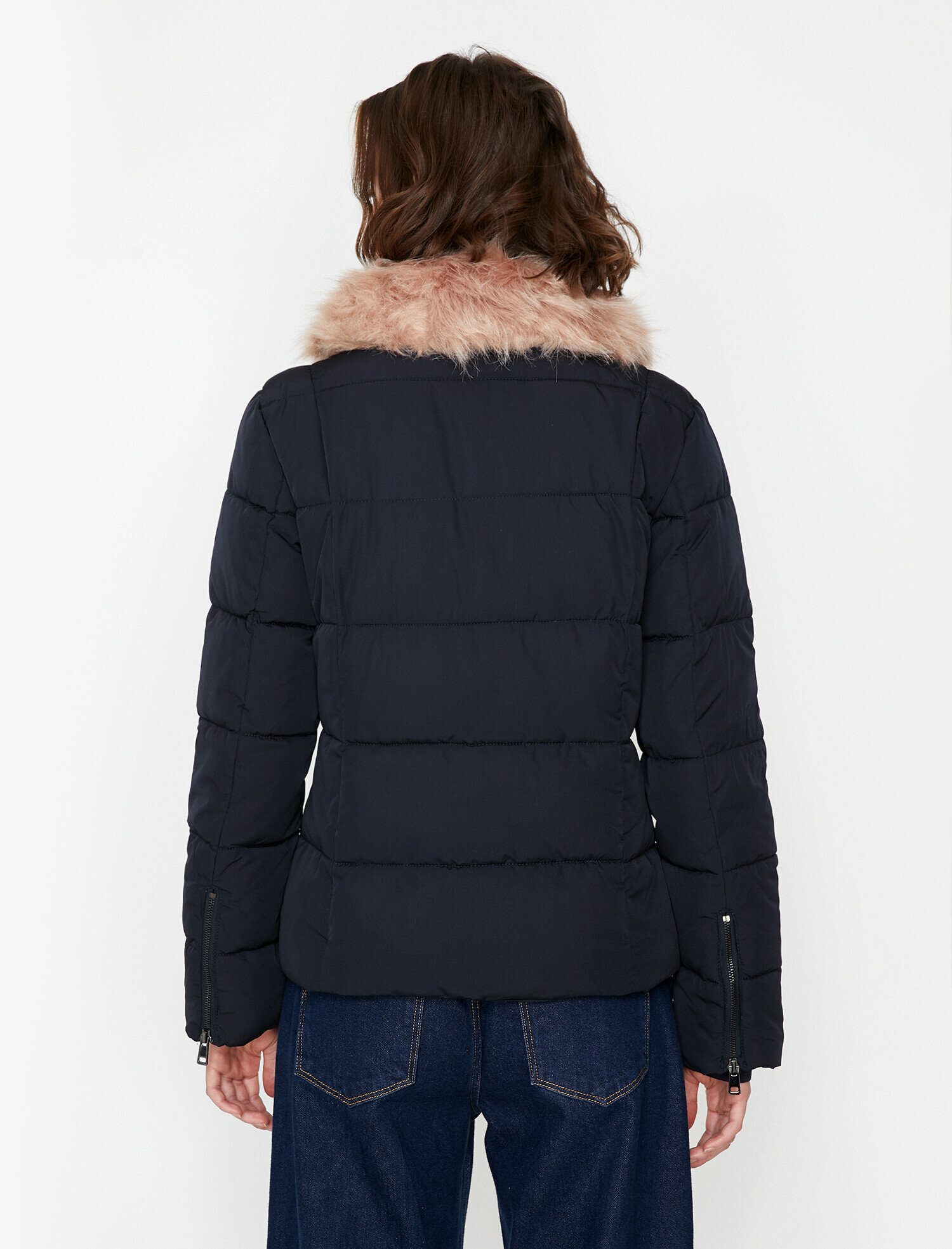   Suni Kürk Detaylı Şişme Mont