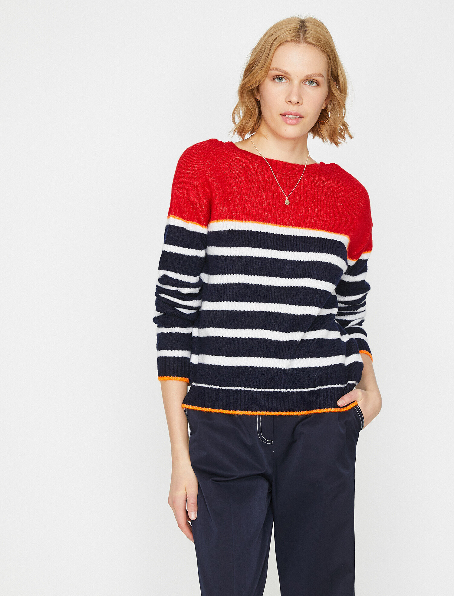   Çizgili Triko Kazak