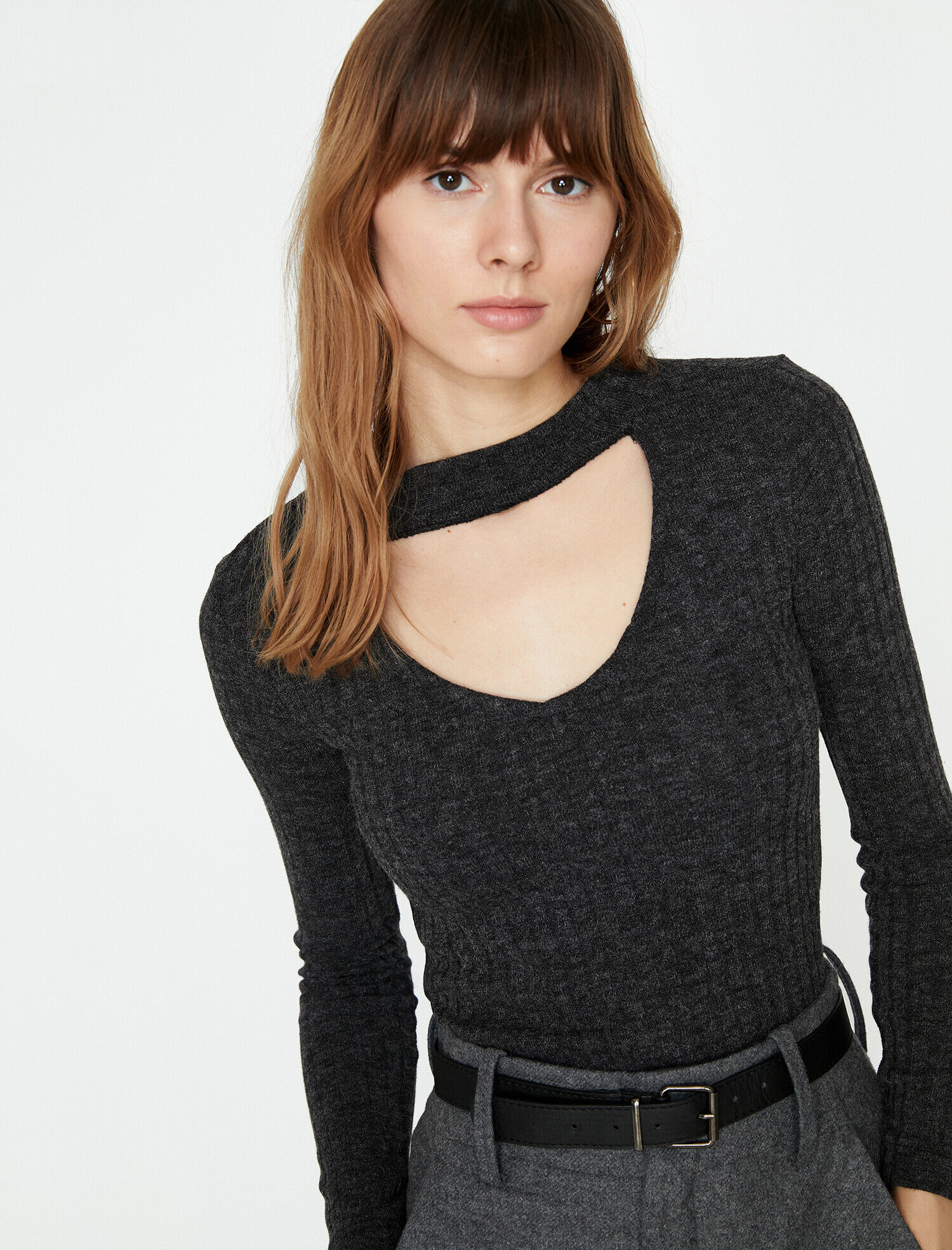 Siyah Yaka Detayl Kazak 9KAK94156QK Koton Siyah Yaka Detayl Kazak 9KAK94156QK Koton