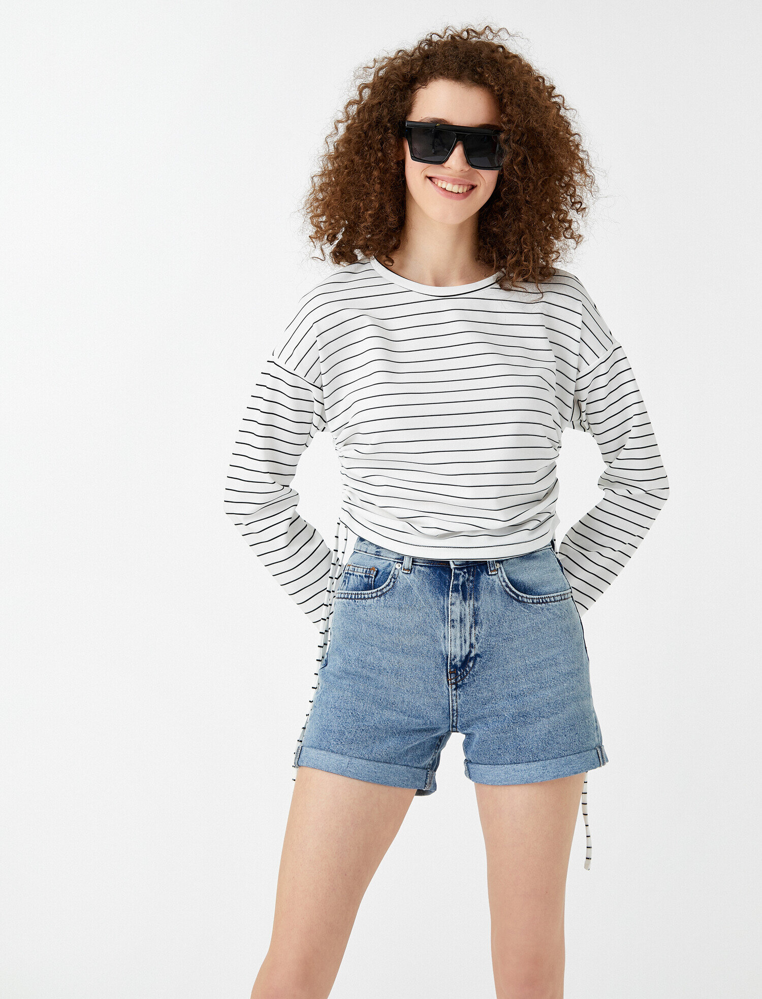   Çizgili Sweatshirt Crop