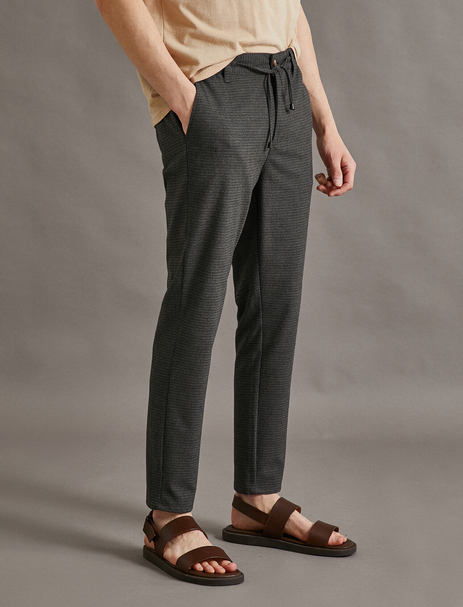   Tapared Fit Pantolon Cepli Pamuklu Belden Bağlamalı