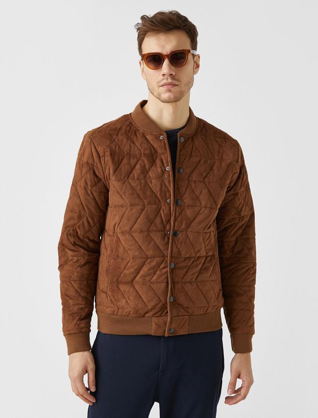   Bomber Yaka Kapitone Süet Mont