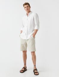 Keten Şort Çizgili