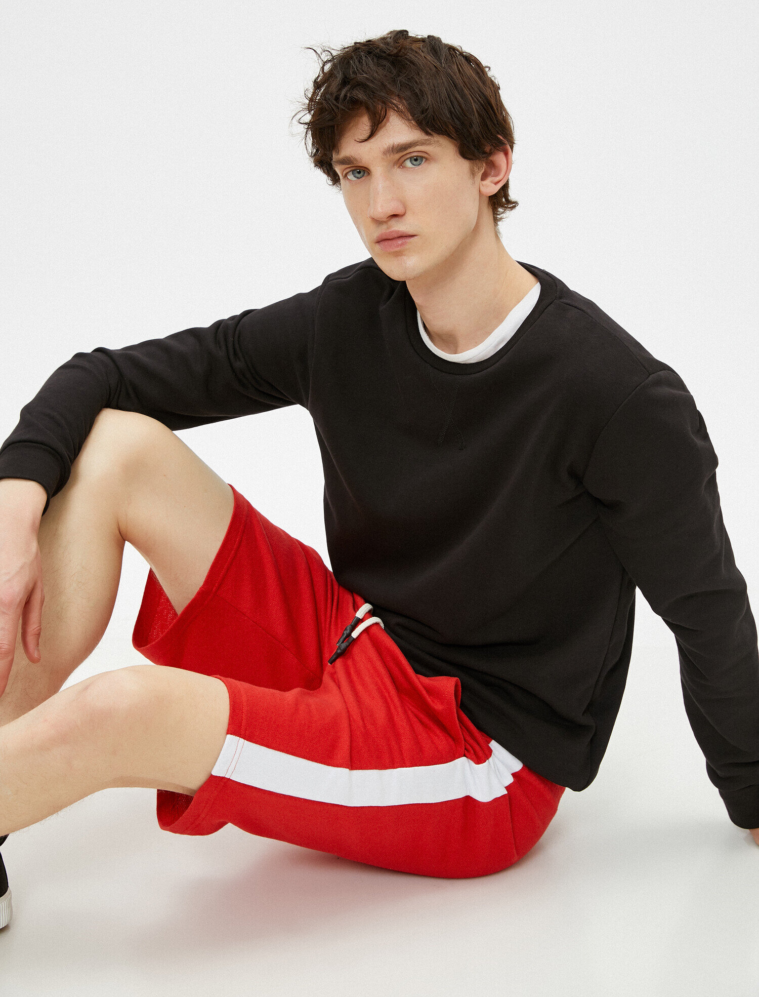   Cepli Şort Şeritli Beli Bağcıklı Pamuklu