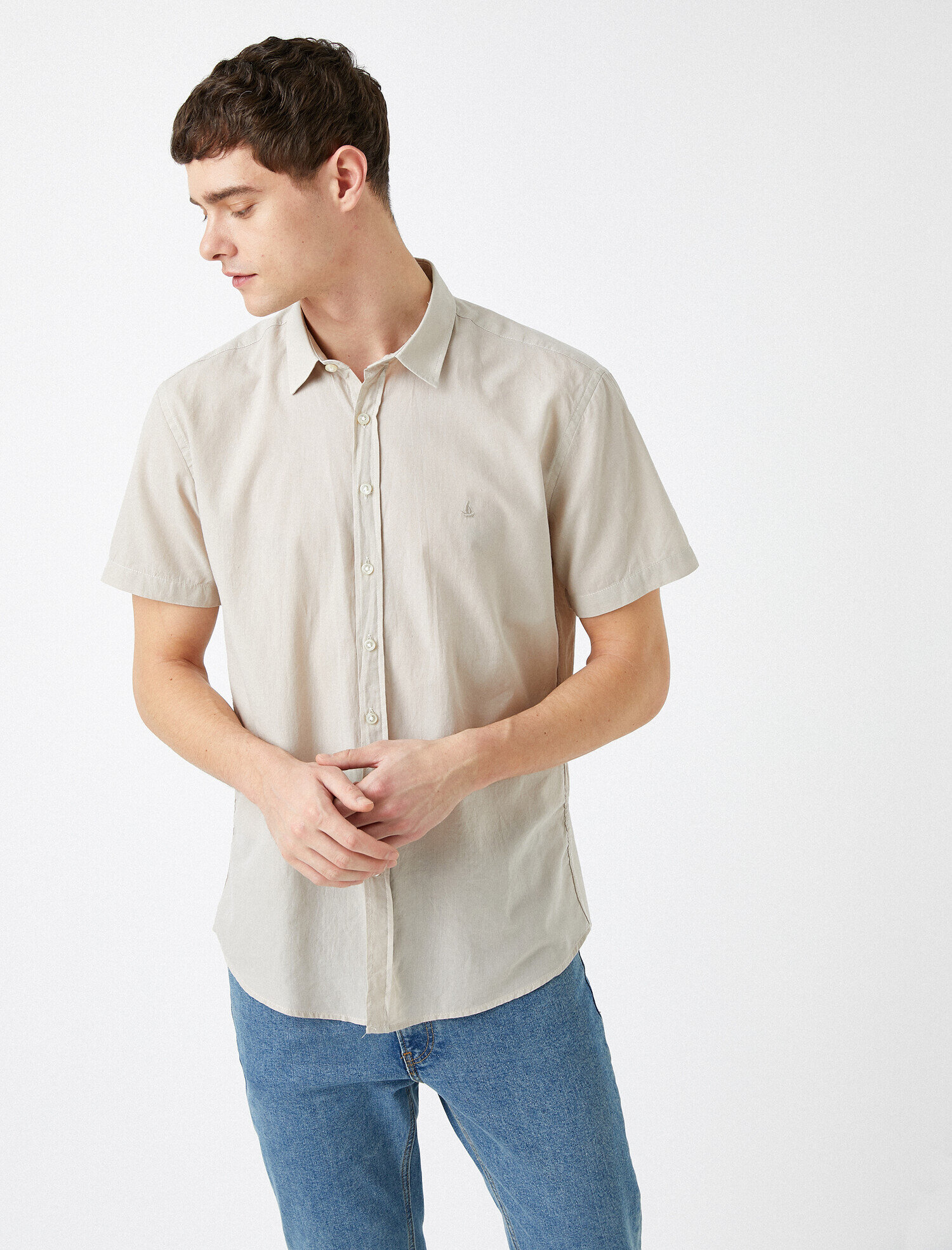   Kısa Kollu Gömlek Pamuklu Slim