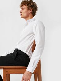 Klasik Yaka Uzun Kollu Basic Poplin Kumaştan Gömlek Non Iron