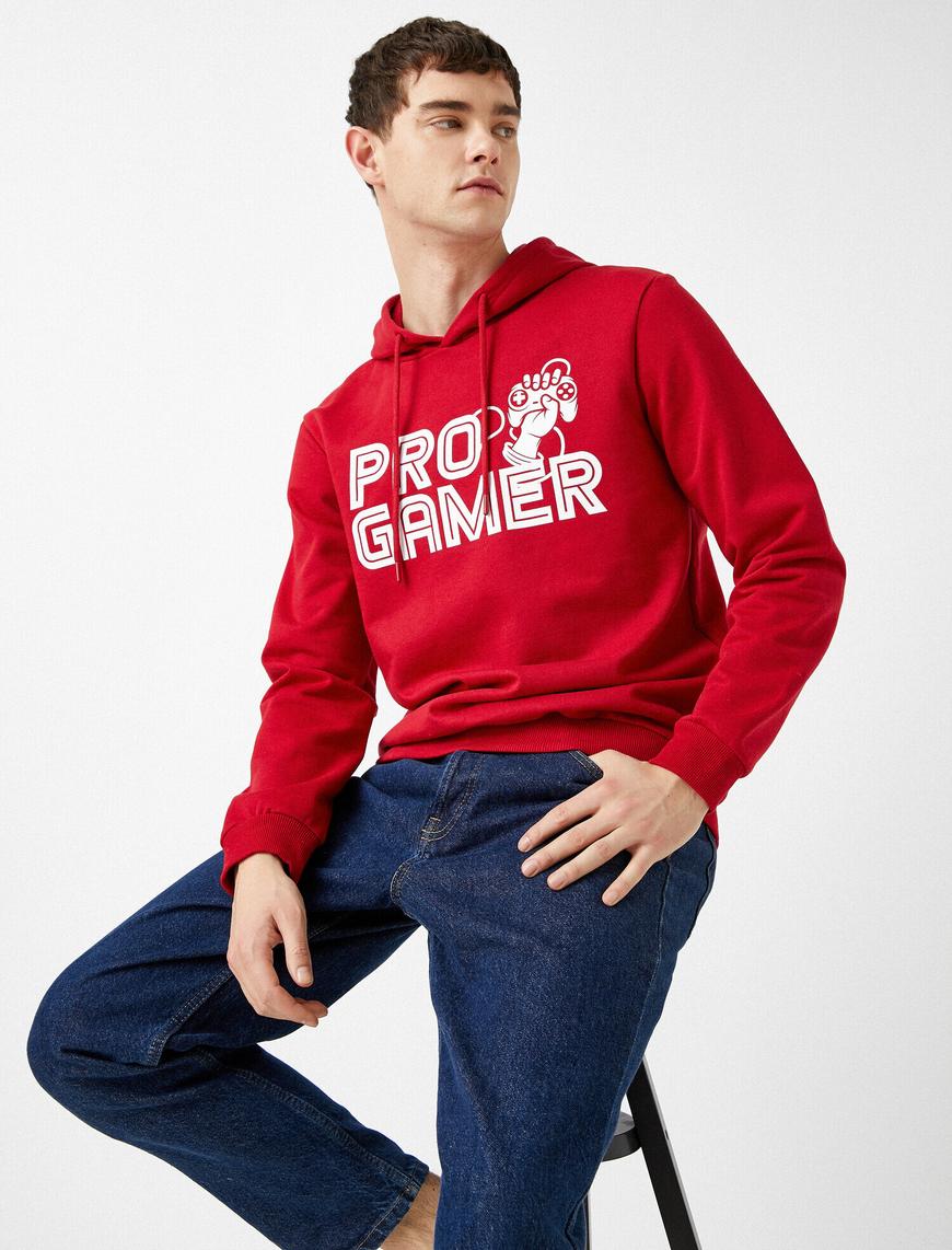   Yazılı Baskılı Kapüşonlu Sweatshirt