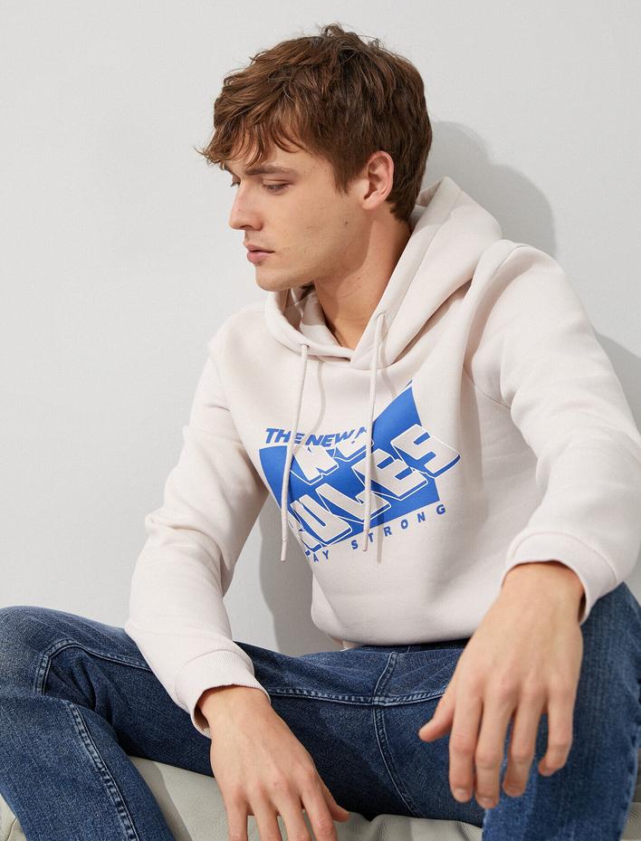  Baskılı Kapüşonlu Sweatshirt