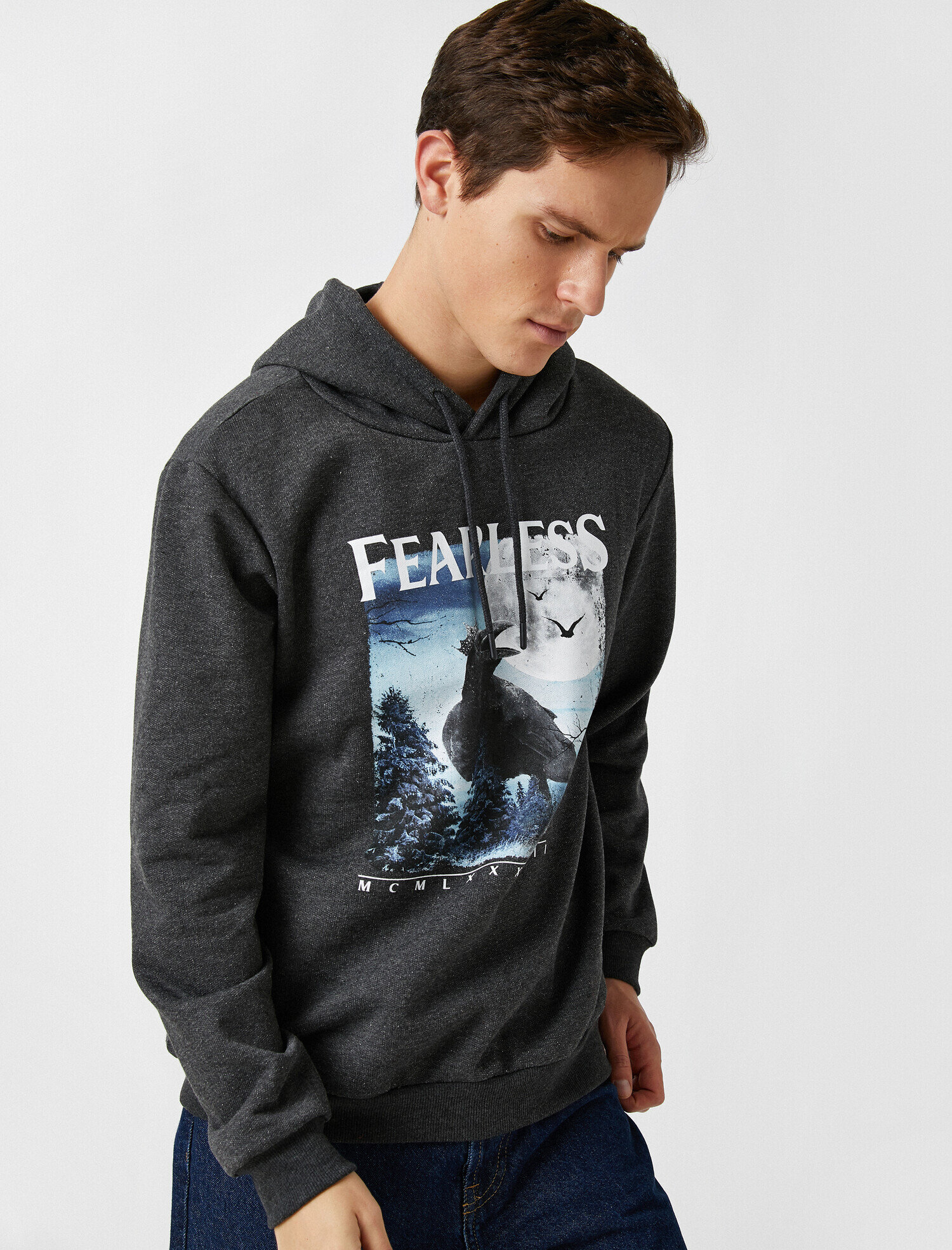   Baskılı Kapüşonlu Sweatshirt