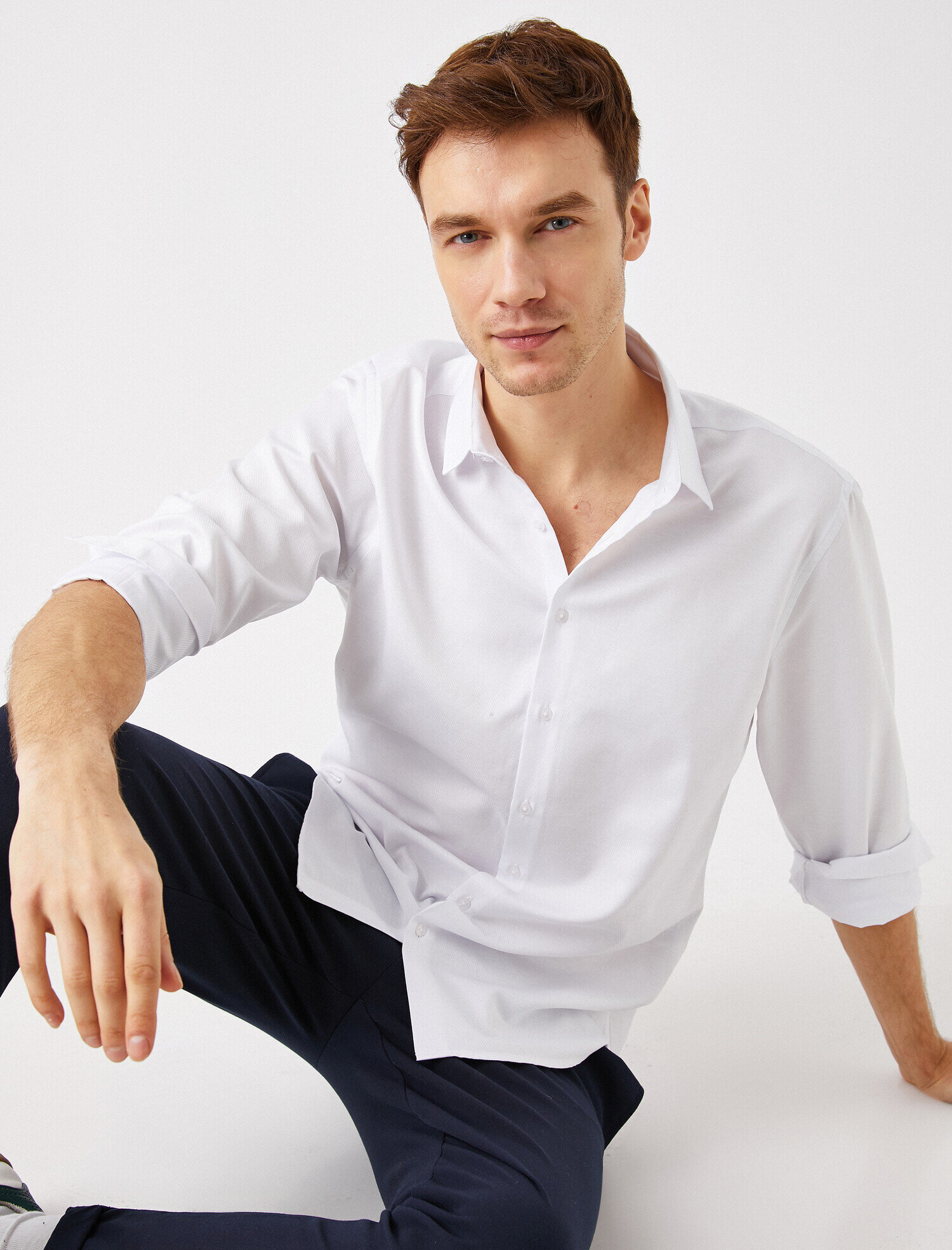   Klasik Yaka Pamuklu Uzun Kollu Gömlek Non Iron