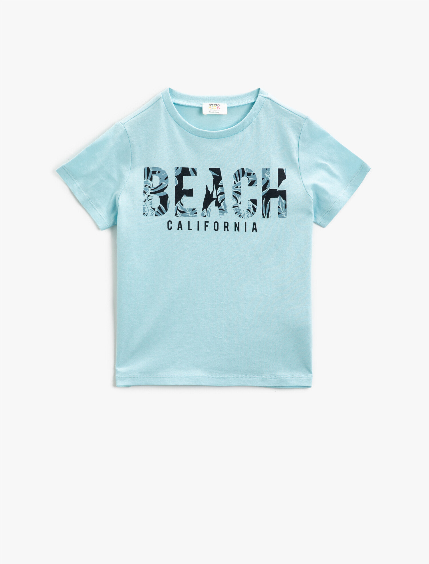  Erkek Çocuk Bisiklet Yaka Tişört Kısa Kollu Yazı Baskılı Pamuklu