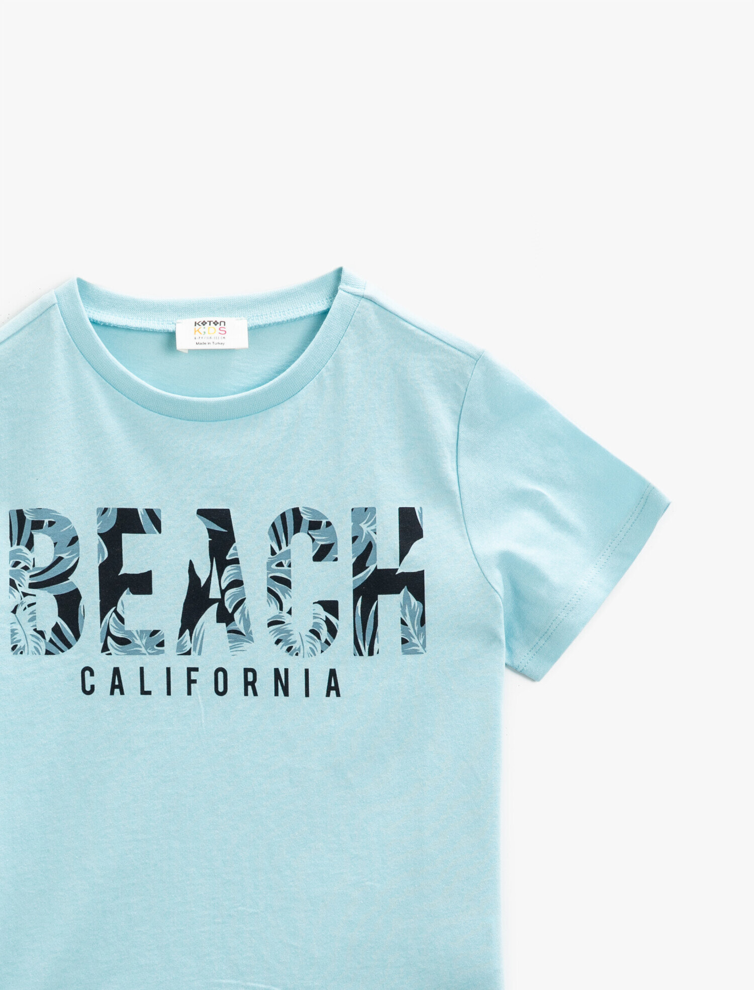  Erkek Çocuk Bisiklet Yaka Tişört Kısa Kollu Yazı Baskılı Pamuklu