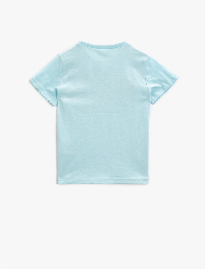 Erkek Çocuk Bisiklet Yaka Tişört Kısa Kollu Yazı Baskılı Pamuklu