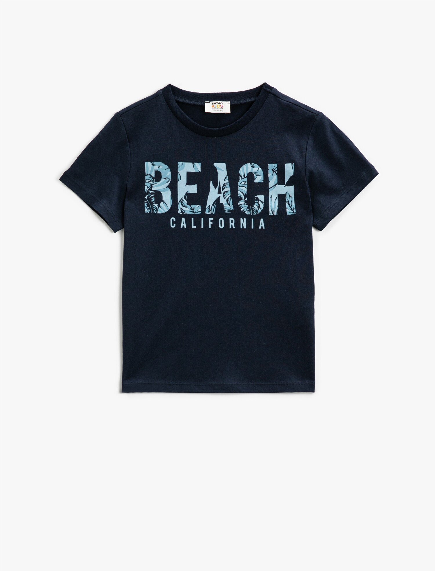  Erkek Çocuk Bisiklet Yaka Tişört Kısa Kollu Yazı Baskılı Pamuklu