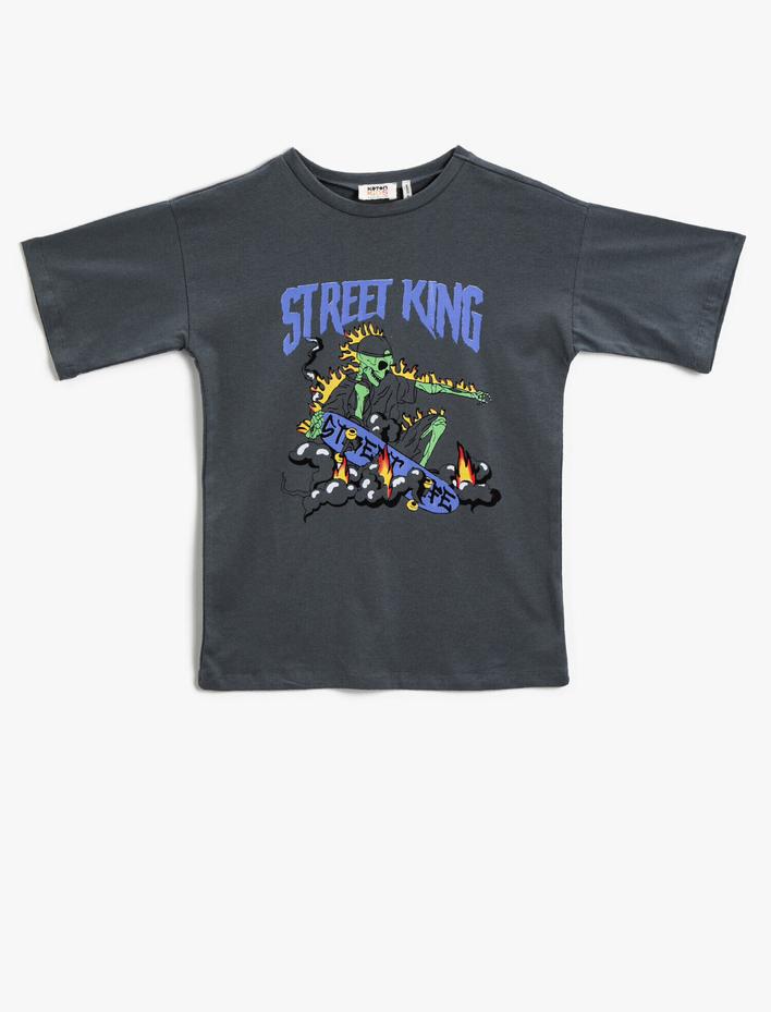 Erkek Çocuk Sloganlı Tişört Pamuklu