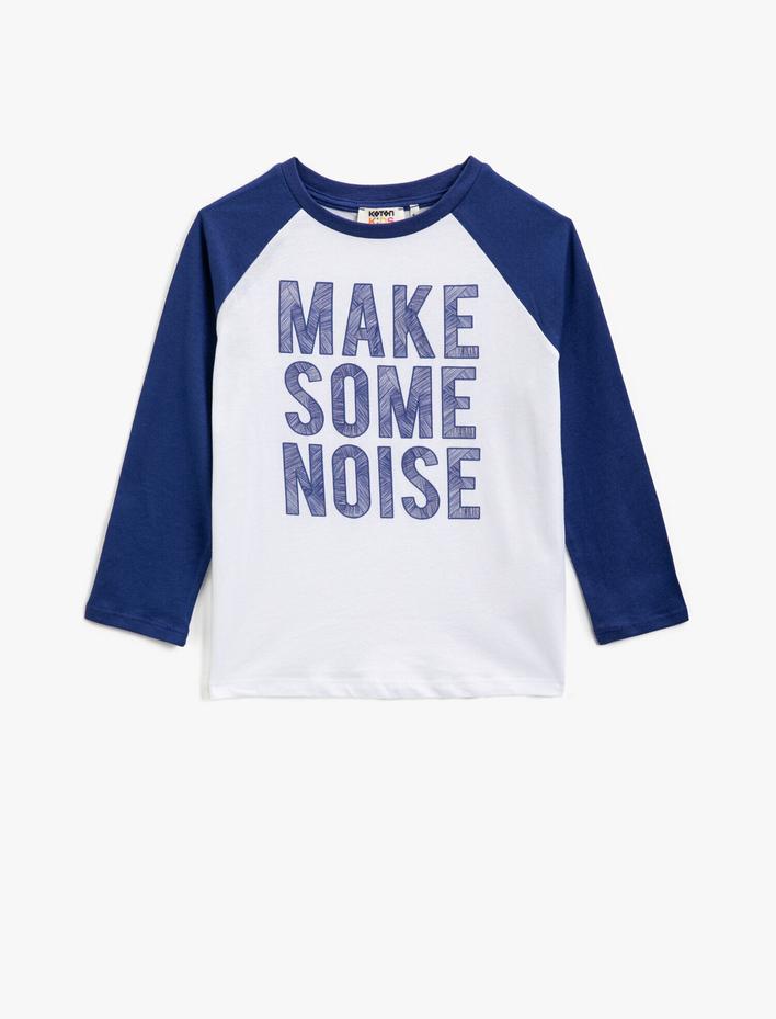 Erkek Çocuk Yazılı Baskılı Tişört Pamuklu Uzun Kollu