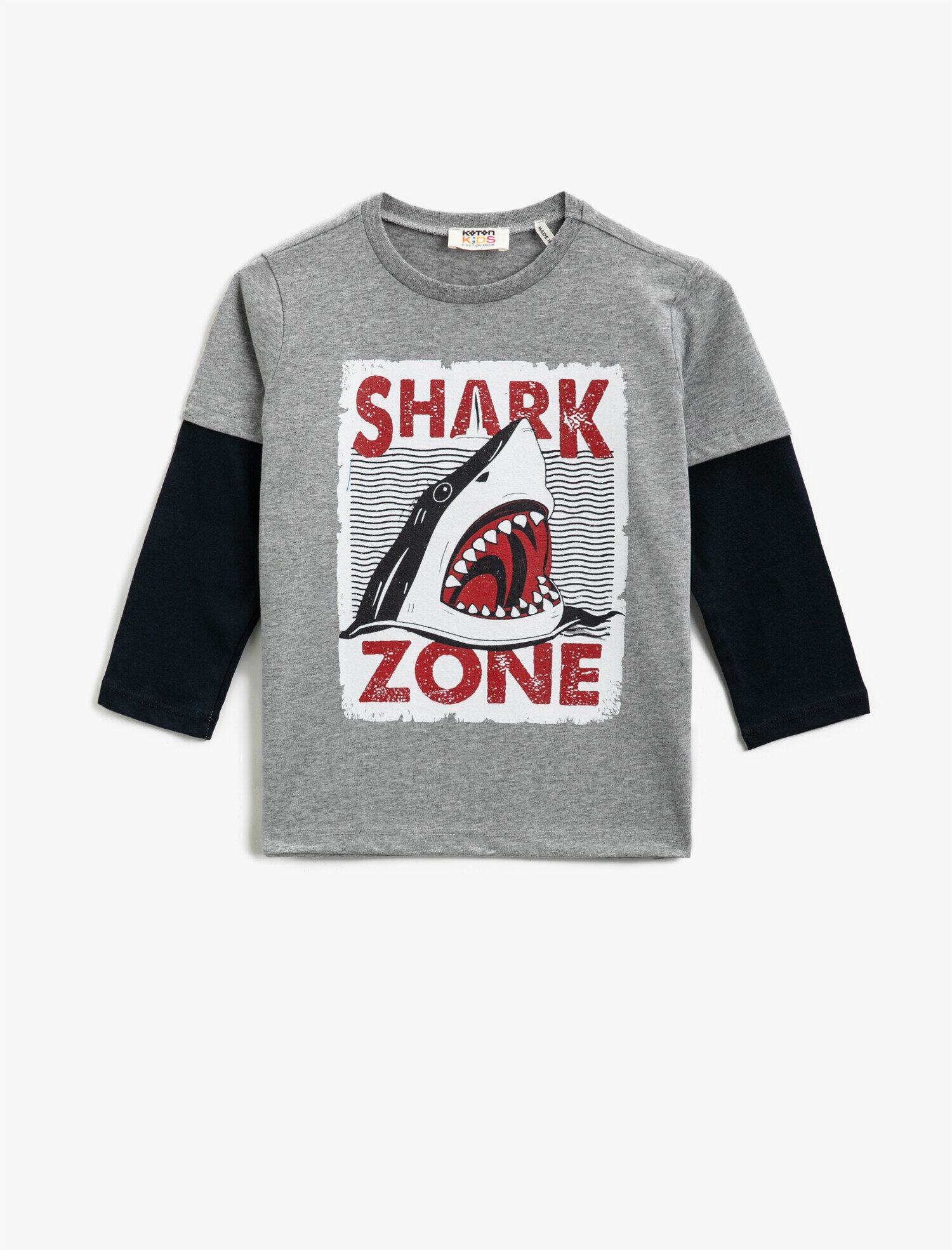  Erkek Çocuk Pamuklu Baskılı Bisiklet Yaka Uzun Kollu Tişört