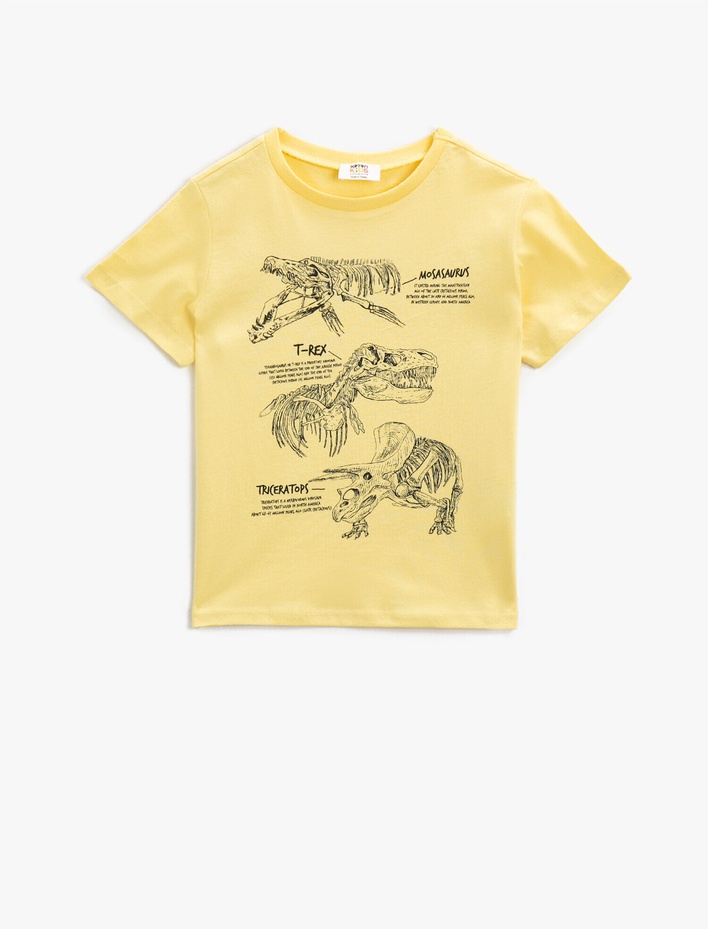 Erkek Çocuk Baskılı Tişört Pamuklu Bisiklet Yaka