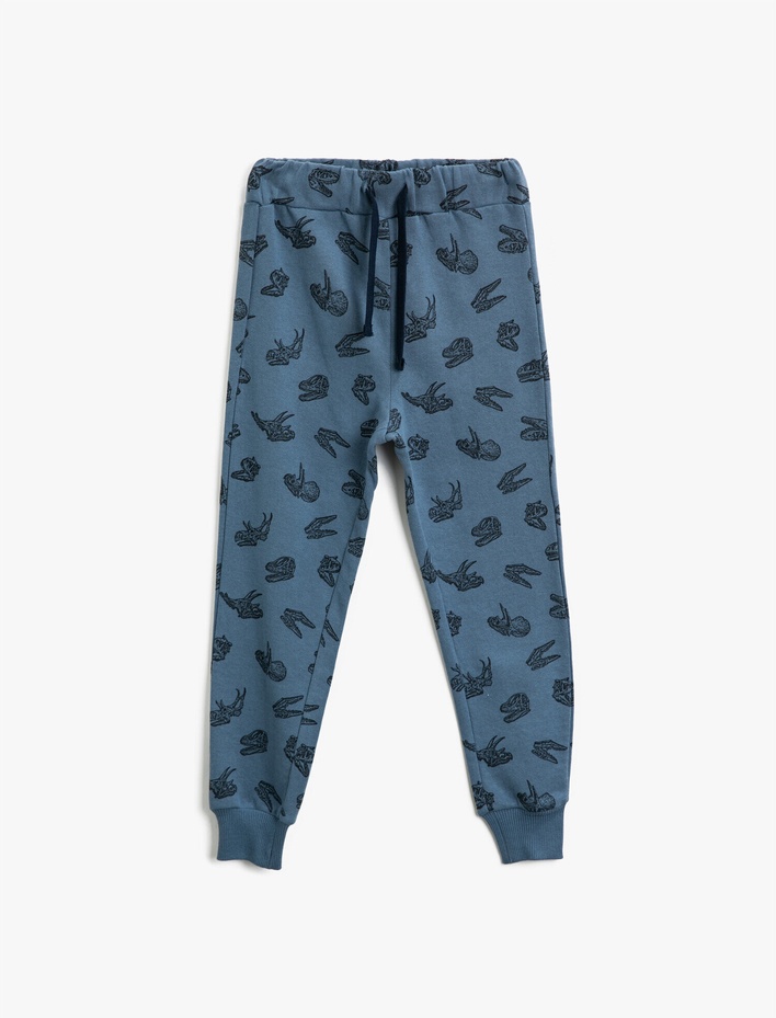 Erkek Çocuk Pamuklu Baskılı Beli Bağlamalı Jogger Eşofman Altı