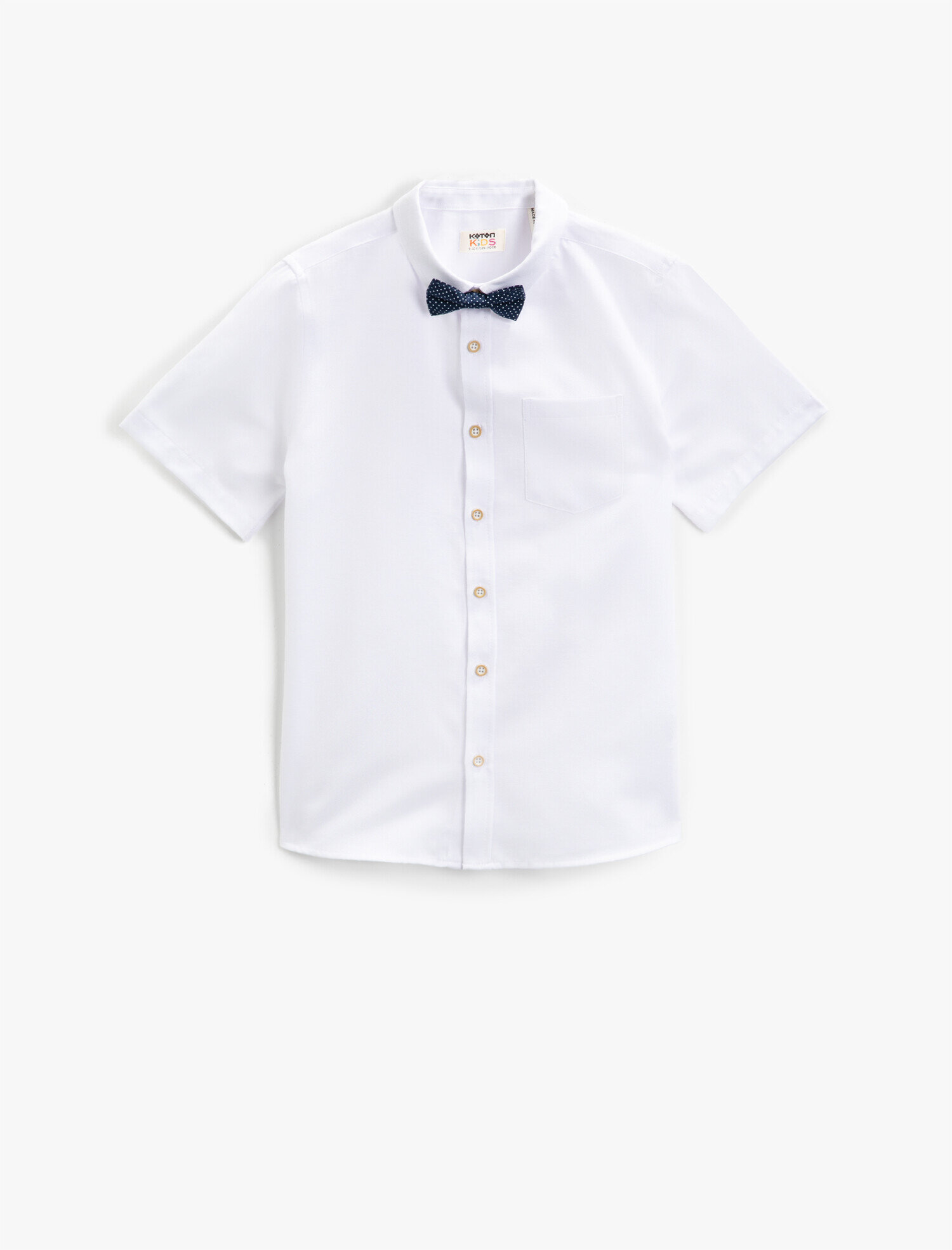  Erkek Çocuk Kısa Kollu Gömlek Klasik Yaka Pamuklu Papyonlu