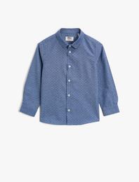 Puantiyeli Klasik Yaka Uzun Kollu Pamuklu Gömlek