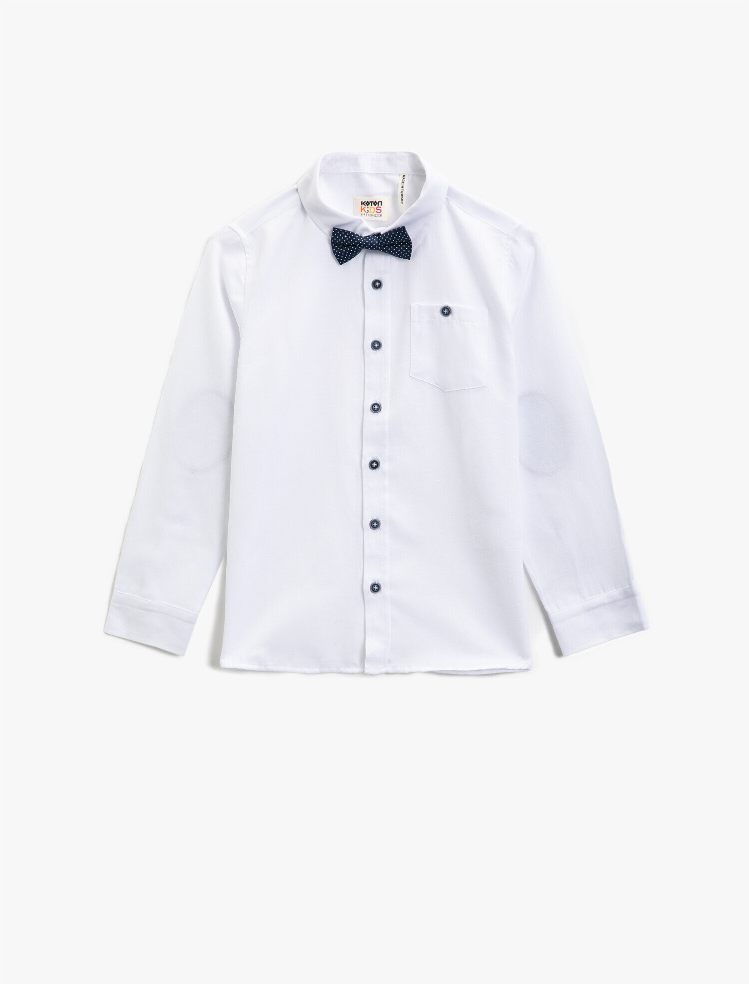  Erkek Çocuk Pamuklu Papyonlu Klasik Yaka Uzun Kollu Gömlek