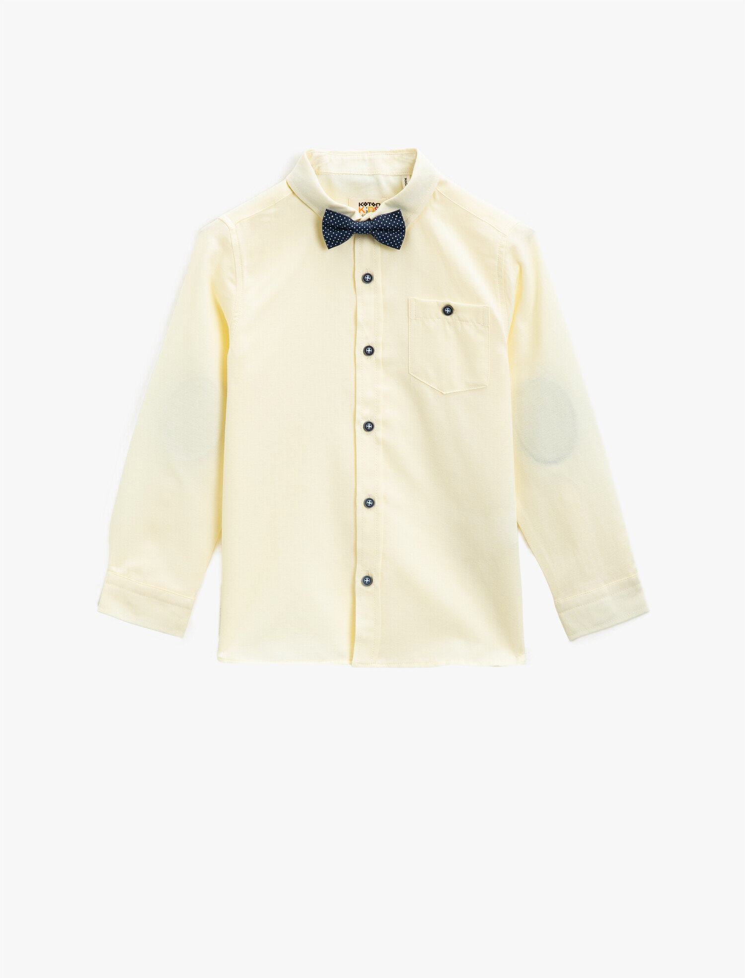  Erkek Çocuk Pamuklu Papyonlu Klasik Yaka Uzun Kollu Gömlek