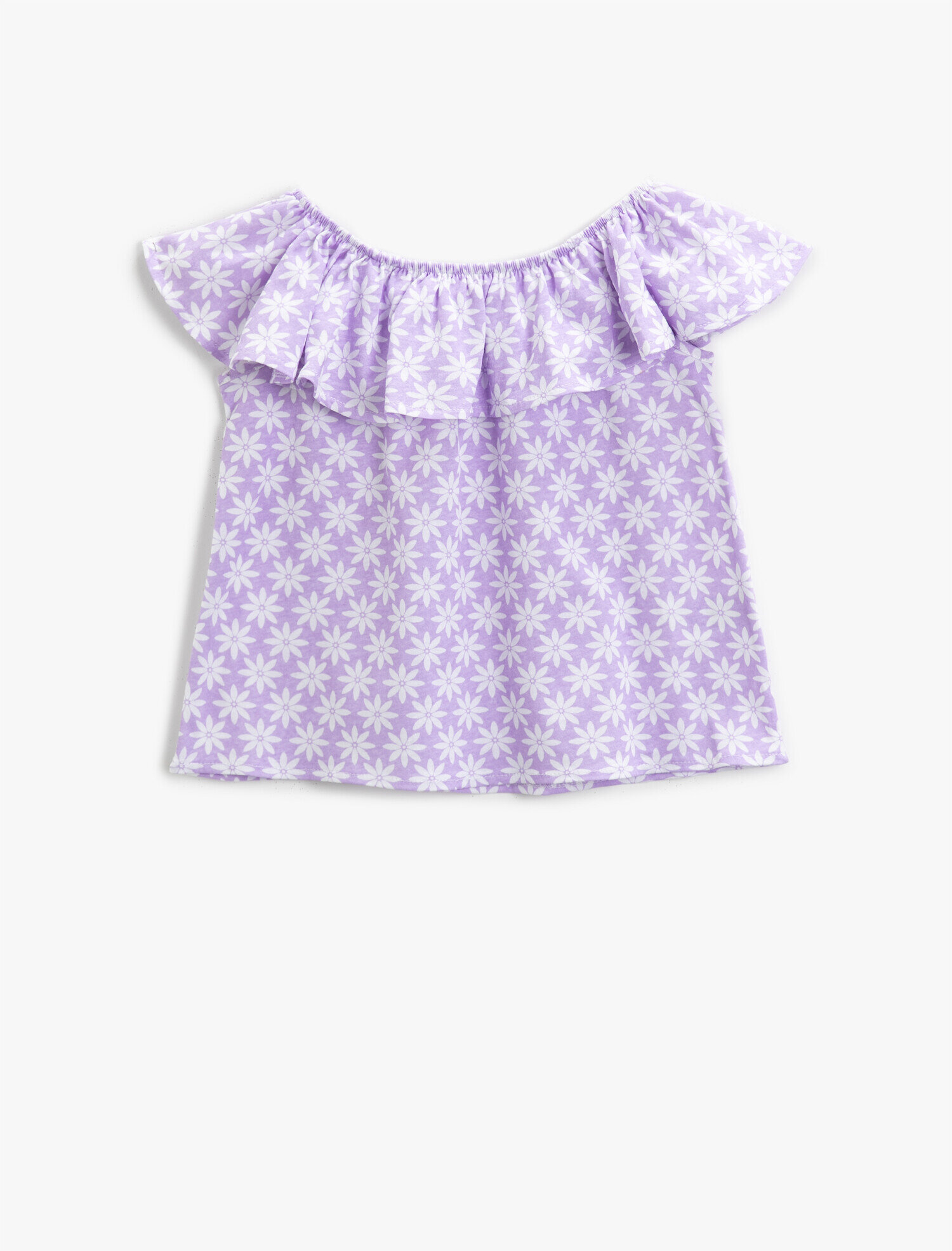  Kız Çocuk Çiçekli Tişört Fırfırlı Pamuklu