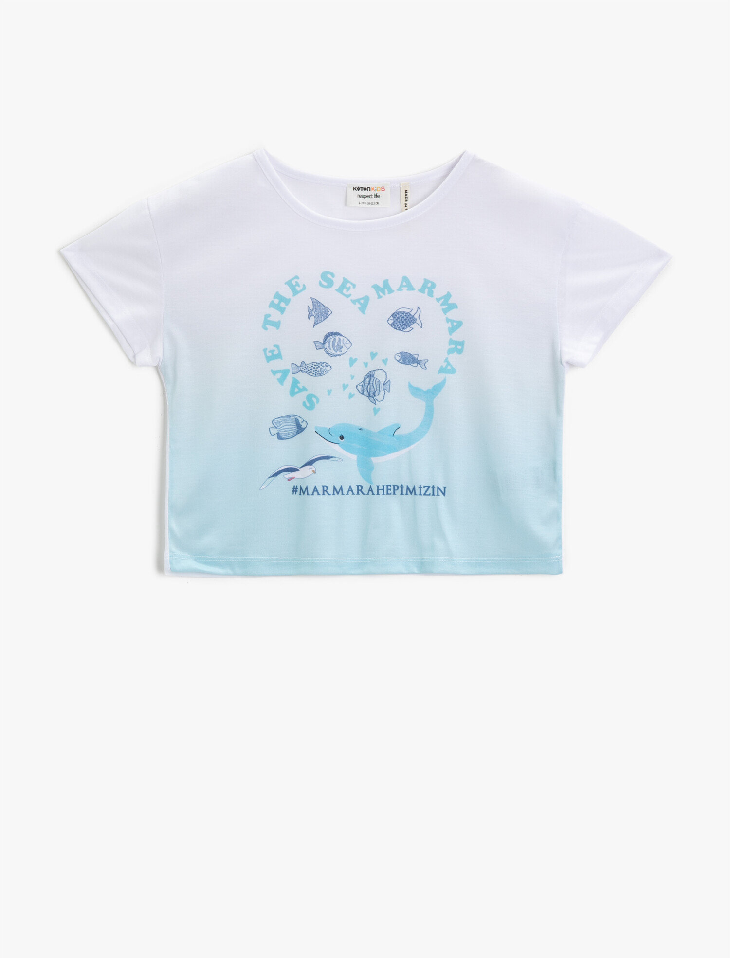  Kız Çocuk Marmara Temalı Baskılı Tişört Pamuklu