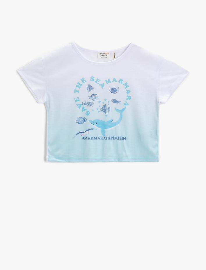 Kız Çocuk Marmara Temalı Baskılı Tişört Pamuklu