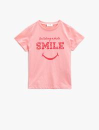 Baskılı Tişört Kısa Kollu Bisiklet Yaka Pamuklu