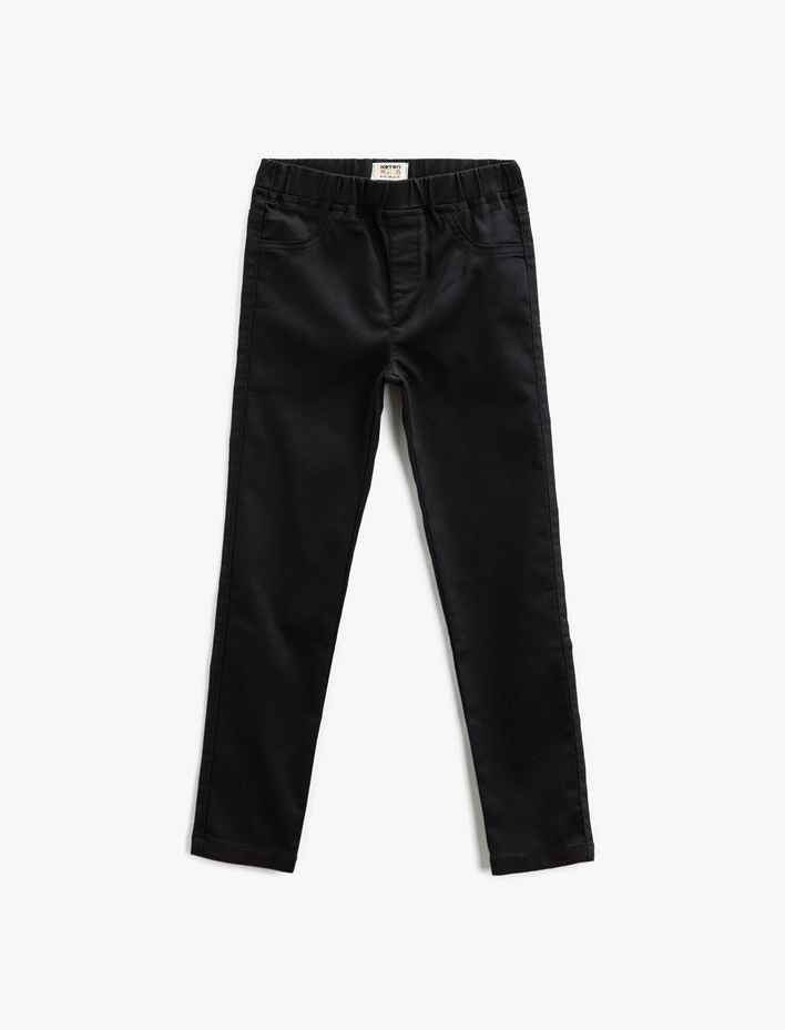 Kız Çocuk Beli Lastikli Pantolon Pamuklu Basic