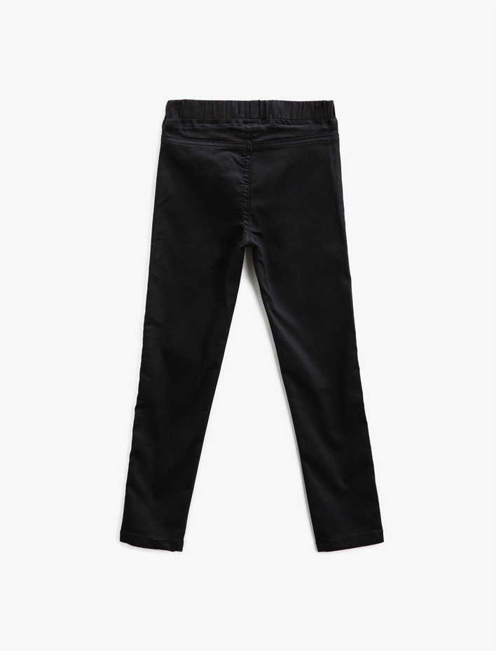 Kız Çocuk Beli Lastikli Pantolon Pamuklu Basic
