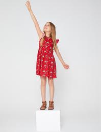 Çiçekli Yazlık Elbise Bisiklet Yaka Pamuklu A Kesim