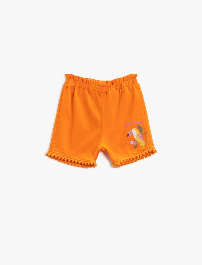 Kız Bebek Kuş Baskılı Şort Pamuklu