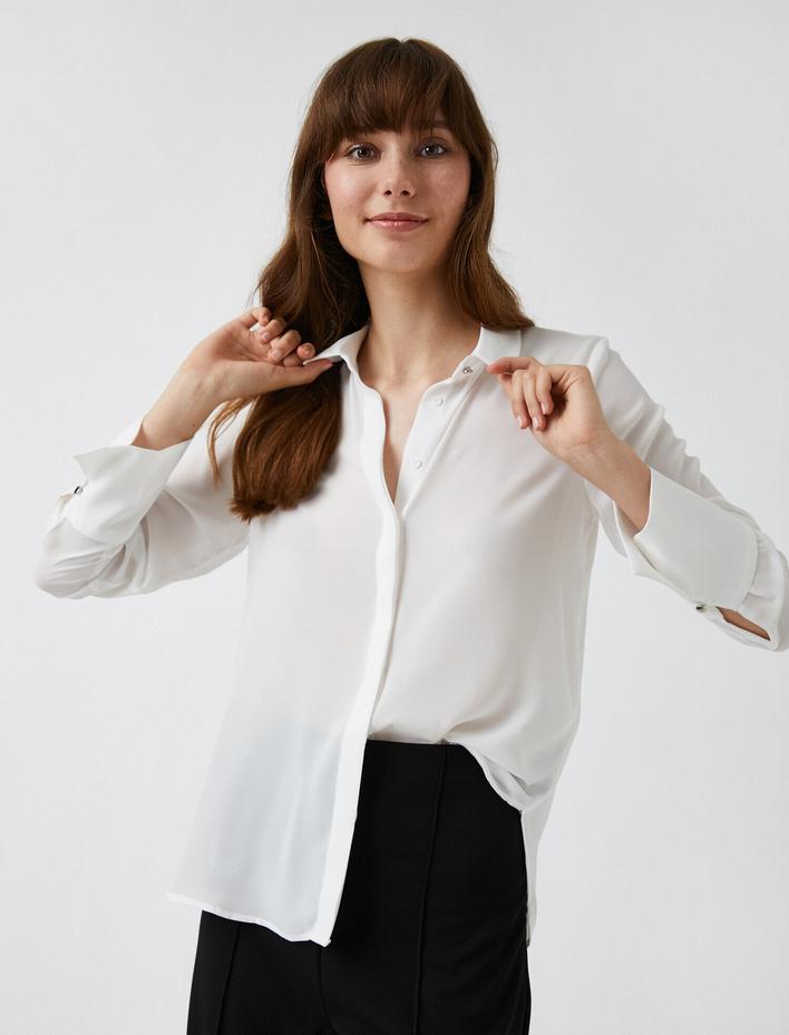  Poplin Gömlek Uzun Kollu Kalın Manşetli