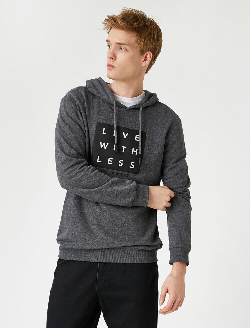   Baskılı Kapüşonlu Sweatshirt
