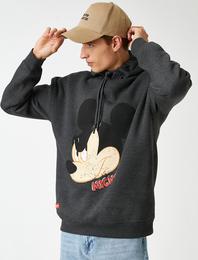 Oversize Mickey Mouse Kapşonlu Sweatshirt Lisanslı Baskılı