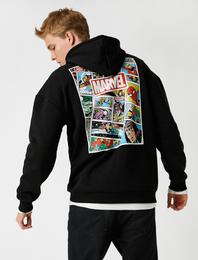 Marvel Oversize Kapşonlu Sweatshirt Lisanslı Baskılı