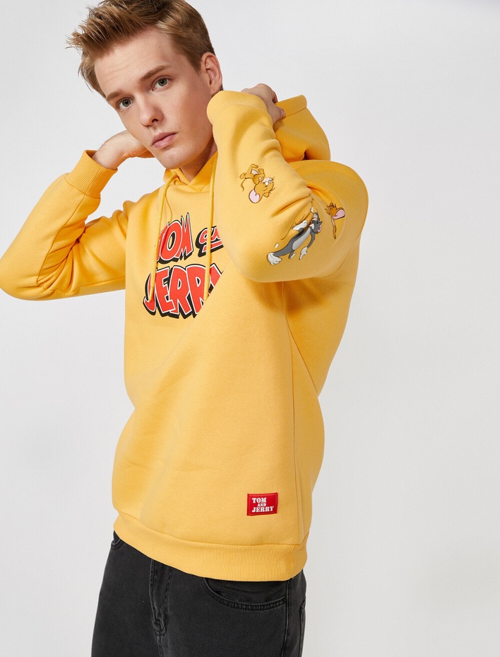  Tom ve Jerry Oversize Kapşonlu Sweatshirt Lisanslı Baskılı