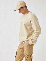 Basic Sweatshirt Şardonlu Bisiklet Yaka