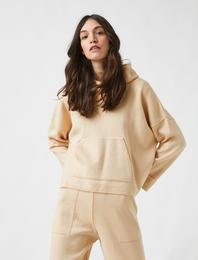 Kapüşonlu Kanguru Cepli Triko Kazak Kaşmir Dokulu