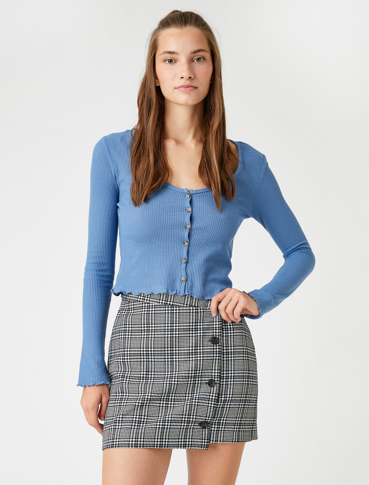   Slim Fit Waffle Hırka Pamuklu