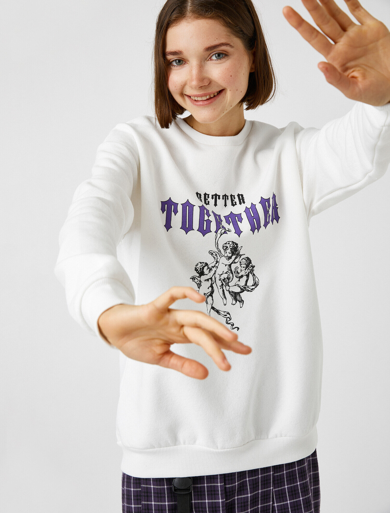   Bisiklet Yaka Uzun Kollu Baskılı Sweatshirt