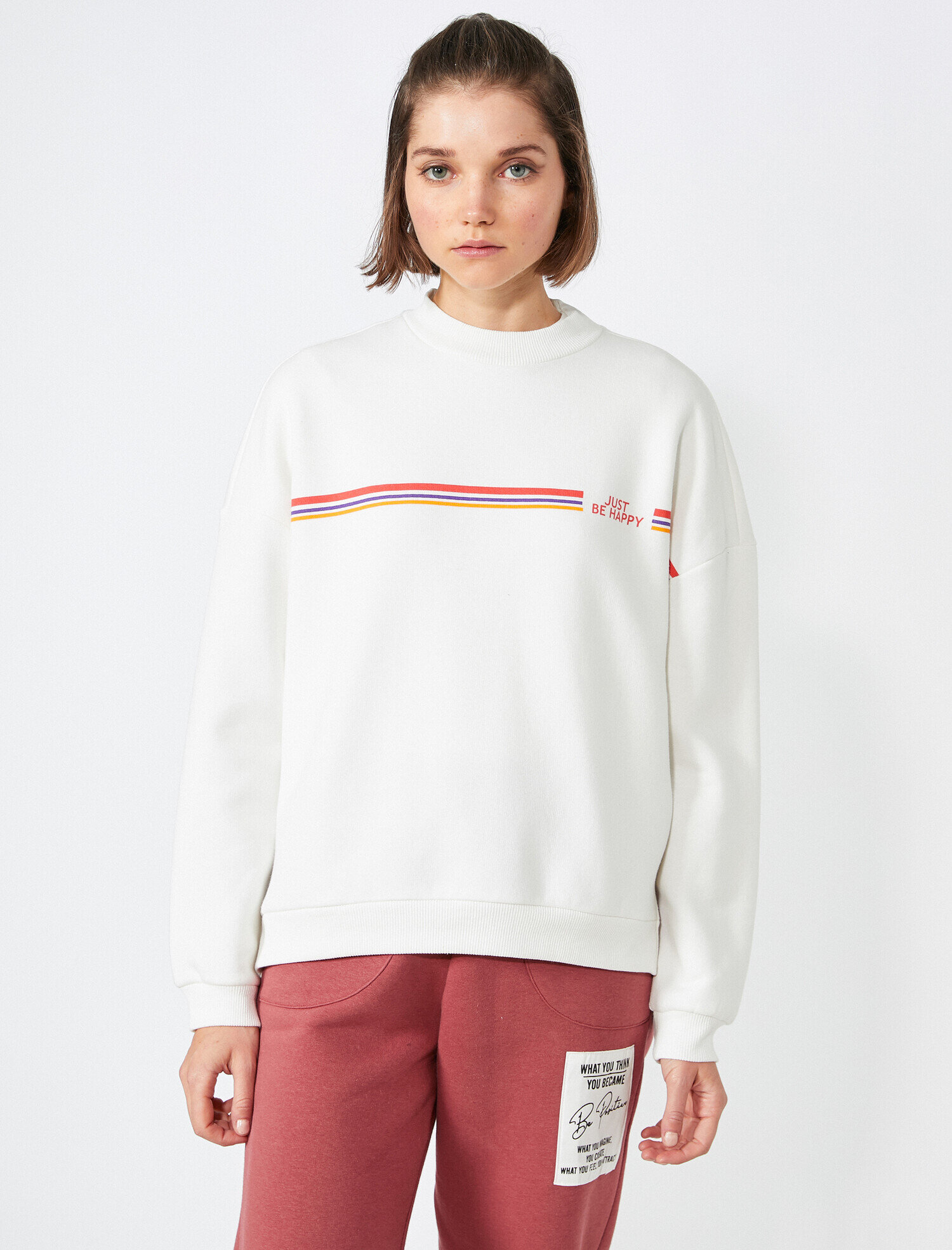   Baskılı Bisiklet Yaka Sweatshirt