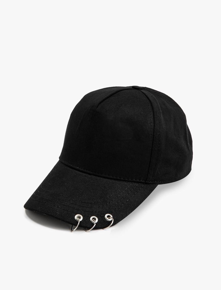  Kadın Metal Halka Aksesuarlı Cap Şapka
