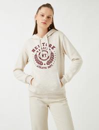 New York Baskılı Kapüşonlu Sweatshirt Pamuklu