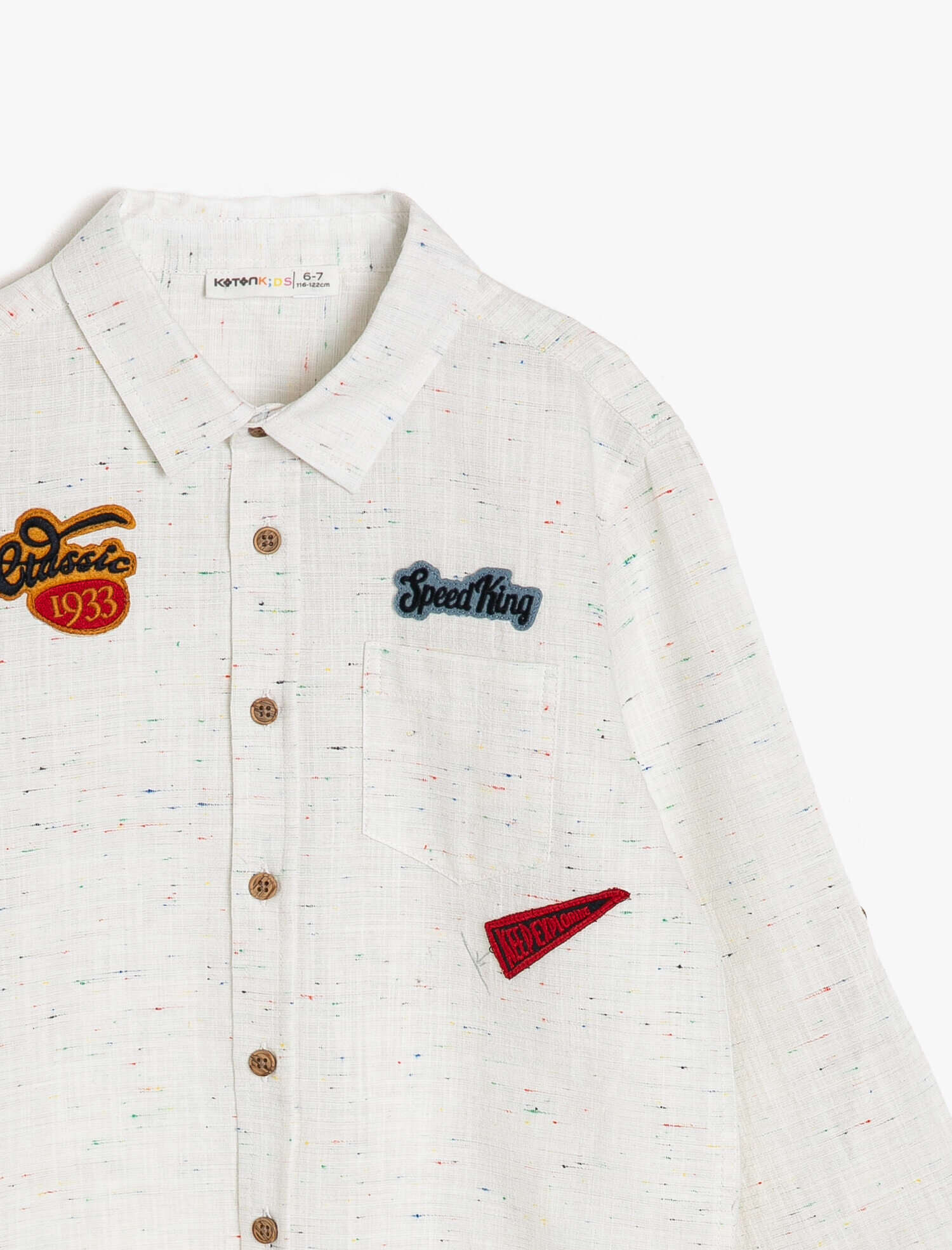  Erkek Çocuk İşlemeli Gömlek Uzun Kollu Cep Detaylı