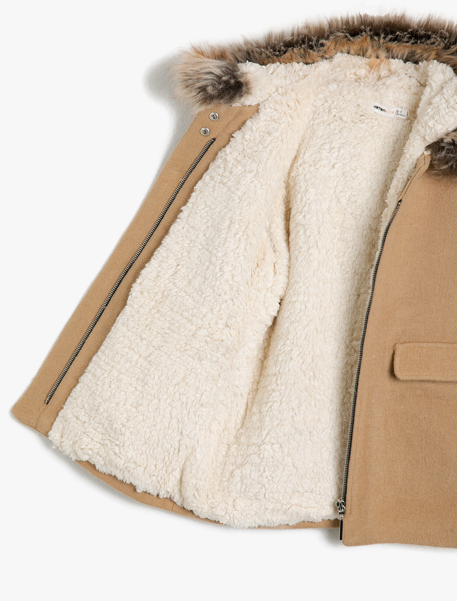  Kız Çocuk Suni Kürk Detaylı Kaban