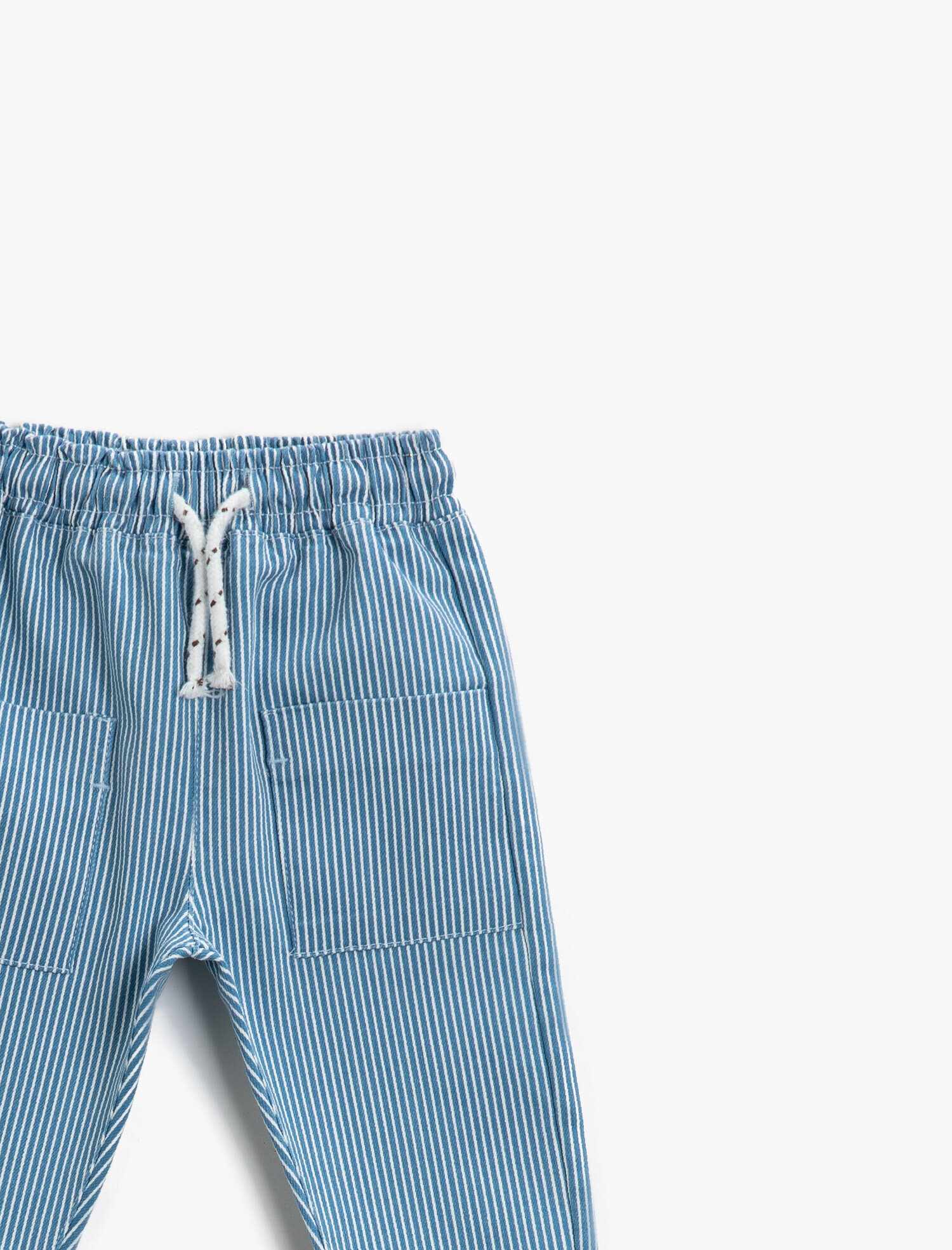  Erkek Bebek Çizgili Pantolon Pamuklu Beli Bağlamalı Cepli